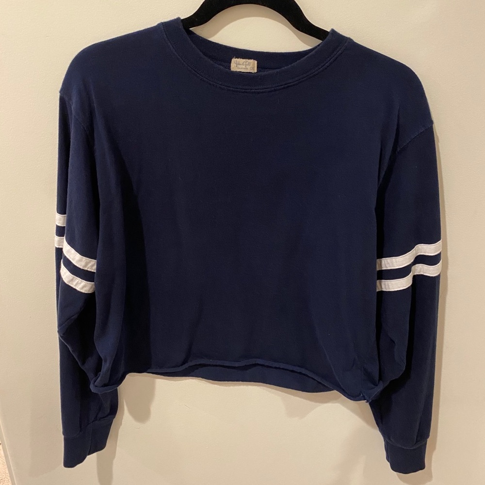 Navy Blue Cropped Long Sleeve from Brandy Melville